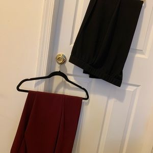 Women’s pants- 2 pairs- I’d say maroon/cranberry and olive green like pictures